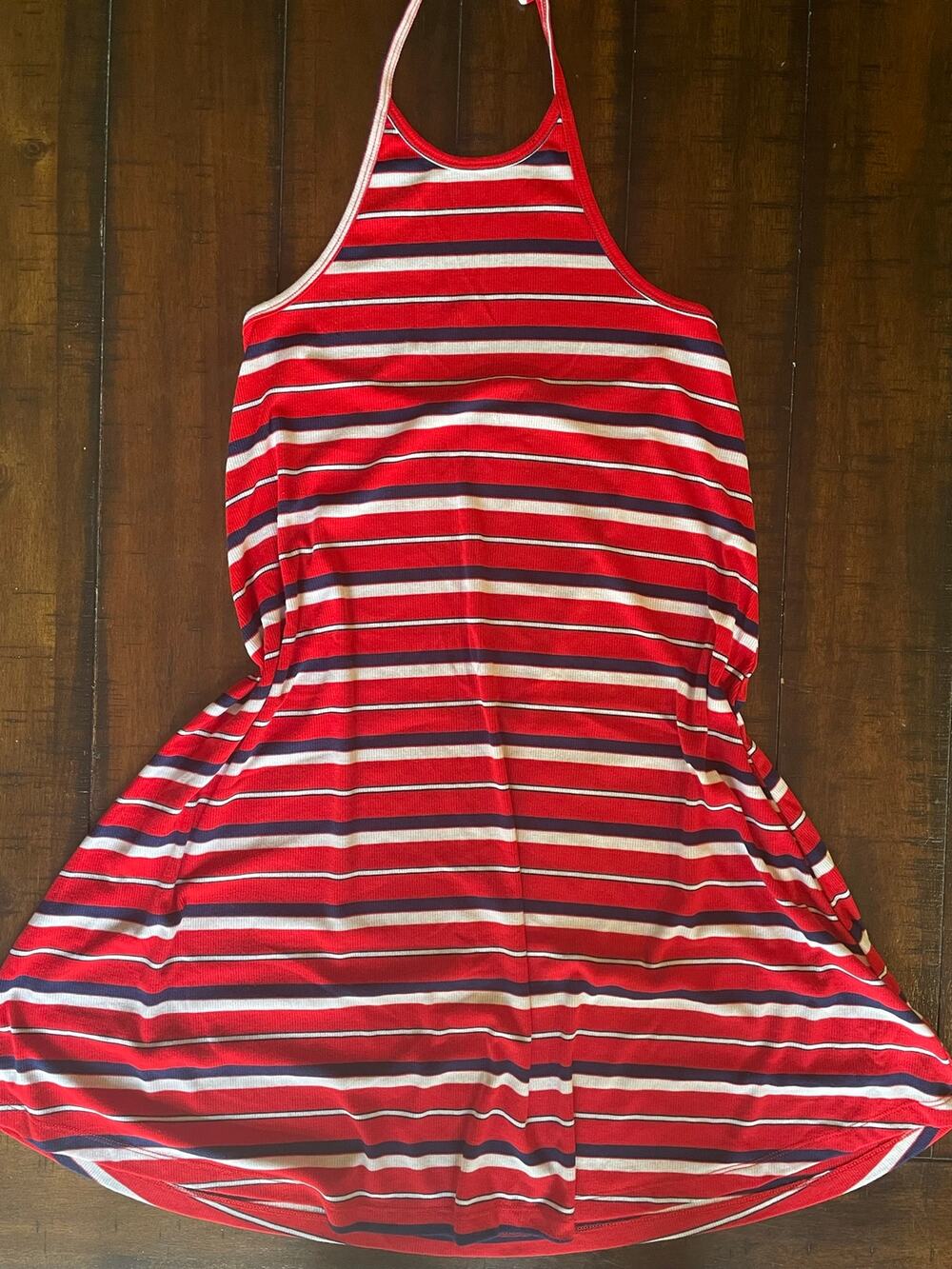 Mossimo Supply Co Striped Halter Dress Womens M Red White Navy